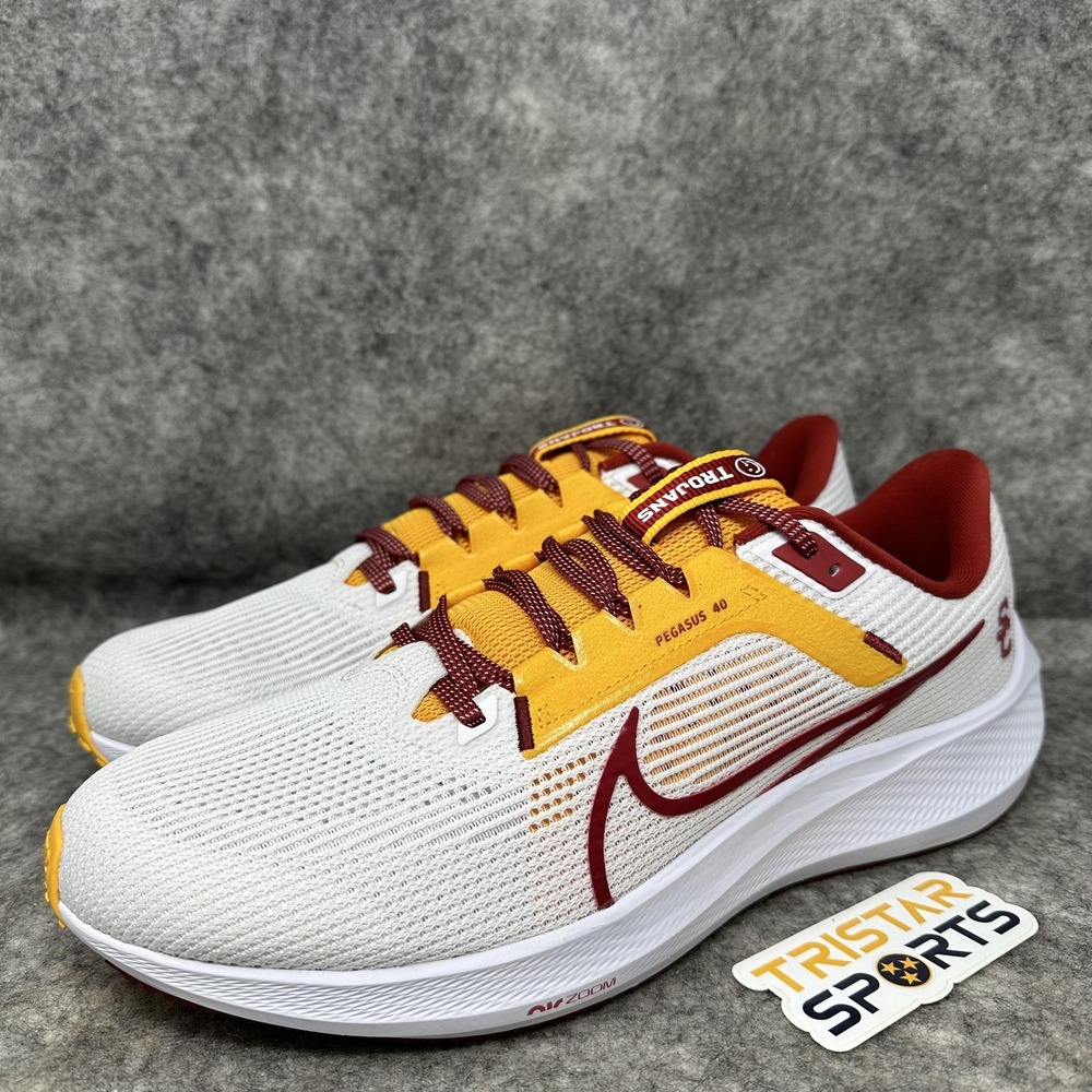 USC Trojans Shoes Mens 12.5 White Nike Pegasus 40 Running Sneakers Southern CA